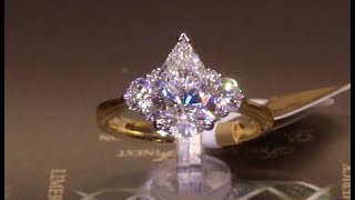 98043  T242ctC202ct  Pear Centre with Round Brilliant Side Diamonds  18ct Yellow Gold [upl. by Lanna]