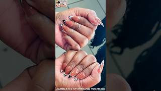 “Chic Light Pink CoffeeShaped Nails with White amp Black Designs” diygelmanicure diynails gelman [upl. by Mariya]