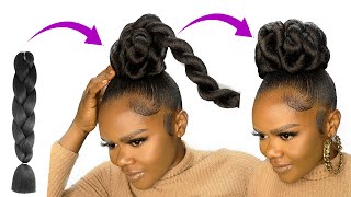 😱 10 MINUTES QUICK HAIRSTYLE USING BRAID EXTENSION [upl. by Akira]