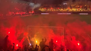 Željezničar 30 Sarajevo 03032024 Navijanje atmosfera gol Hiroša bakljada vatromet [upl. by Lipps]