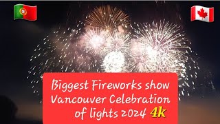 Biggest Fireworks of Vancouver Canada  Celebration of Lights Vancouver 2024  Portugal Fireworks [upl. by Nettirb]