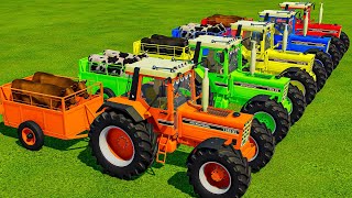 TRANSPORTING BULLS COLORED URSUS amp VALTRA TRACTORS WITH MAN TRUCKS  Farming Simulator 22 [upl. by Goldsmith677]