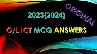 20232024 OL ICT MCQ PAPER ANSWERS [upl. by Kries]