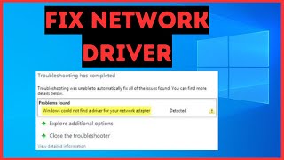 Fix Error Windows Could Not Find A Driver For Your Network Adapter [upl. by Abshier]