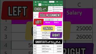 TEXT ALIGNMENT IN EXCEL  ALIGN LEFT  CENTRE  ALIGN RIGHT  TEXT ALIGNMENT SHORTCUTS IN EXCEL [upl. by Teiluj]