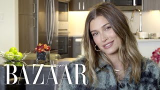 Hailey Biebers Guide to Skincare Minimal Makeup amp SelfCare  BAZAAR Beauty QampA  Harpers BAZAAR [upl. by Anilave]