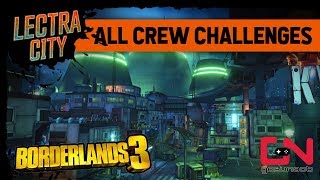 Borderlands 3 Lectra City Crew Challenges  Typhon Logs Dead Claptrap Crimson Radio Locations [upl. by Hamner]