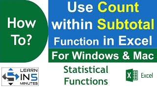 How to use Count within Subtotal Function in Microsoft Excel  Learn in 5 Minutes [upl. by Netsirhk880]