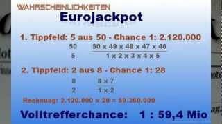 EuroJackpot  Die Berechnung der Jackpot Gewinnwahrscheinlichkeit [upl. by Clapp]