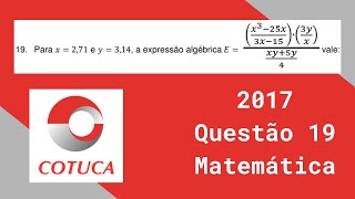 Matemática Cotuca 2017  Questão 19  Vestibulinho [upl. by Ogait]