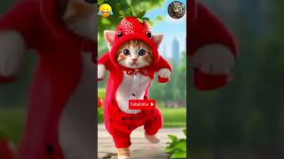 Try not to laugh cute strawberry cat funny dance 🤣😂 aicat dancingcat shorts [upl. by Biagio]