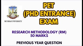 Research Methodology MCQ  PET 2024  NET SET [upl. by Lehmann]