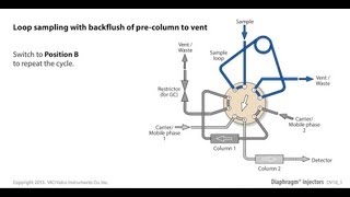 Loop sampling with backflush of pre column to vent with a diaphragm valve [upl. by Bobbe]