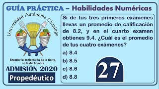 Ejercicio 27  Admisión Propedéutico  Universidad Autónoma Chapingo  Habilidad Numérica [upl. by Notsnorb]