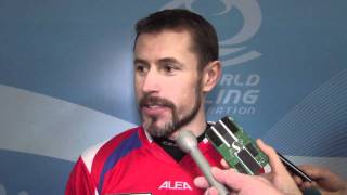 2011 Ford World Mens Curling Championship  Draw 3 Media Scrum [upl. by Glialentn]