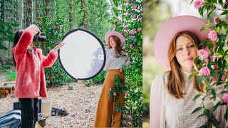 Outdoor Portrait Photography with Reflector  Canon R5 amp RF 50mm f12 [upl. by Zaremski298]