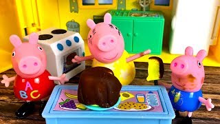 STORY WITH PEPPA PIG  GEORGE STEALS A SLICE OF CHOCOLATE CAKE [upl. by Oraneg]