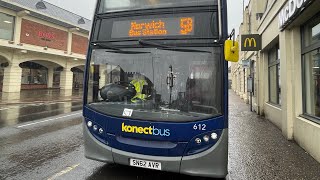 Hellfire Konectbus ADL Enviro 400 612 On Route 5B To Norwich City Centre [upl. by Munmro]