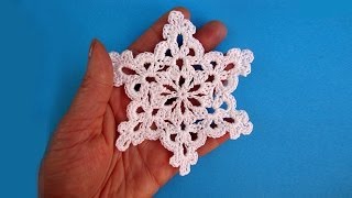 How to crochet snowflake  Снежинка  Pattern for free  Вязание крючком [upl. by Nehcterg]