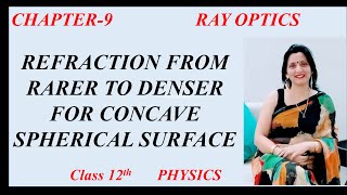 Refraction from Rarer to Denser for Concave Spherical Surface Chapter 9 Ray Optics Class 12 physics [upl. by Lashondra]