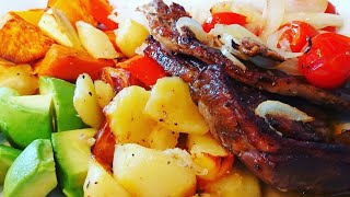 Minted Lamb Chops WITH ROAST POTATOES AND ROAST VEGETABLES  Chef Ricardo Cooking [upl. by Beetner]