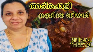 Theeyal  കത്രിക്ക തീയൽ  Kerala style vazhuthananga theeyal Brinjal Theeyal  Village cooking [upl. by Madelena21]