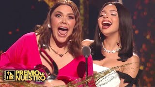 La reacción de Yuridia y Ángela Aguilar al recibir su Premio Lo Nuestro 2024 [upl. by Duvall]