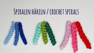 Korkenzieher  Spiralen in drei Größen häkeln  curly spirals in three sizes crochet [upl. by Aicilyhp]