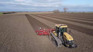 Caterpillar Challenger MT765c getting spring linseed land ready with Vaderstad NZA [upl. by Anassor257]