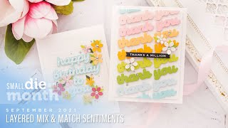 Spellbinders September 2021 Small Die of the Month – Layered Mix amp Match Sentiments [upl. by Llehcram235]