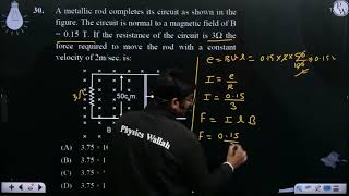 A metallic rod completes its circuit as shown in the figure The circuit is normal to a magnetic [upl. by Therine]