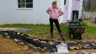 Transforming Our Backyard Garden  Part 3  Awning and Dry Creek WIP [upl. by Buroker]