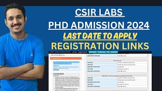 CSIR LABS PHD ADMISSION 2024  HOW TO APPLY FOR PHD  LAST DATE TO APPLY  ACSIR PHD ADMISSION 2024 [upl. by Eeralih]