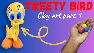 DIY How to make Tweety Bird with Polymer clay  Sculpting Tutorial  Clayton Sculpting [upl. by Arakal166]