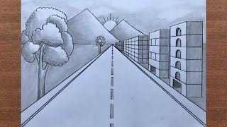 How to Draw a City Road Scenery in 1Point Perspective [upl. by Lellih]