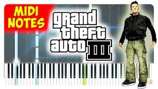 GTA 3 Piano Tutorial Piano Sheet  midi [upl. by Nodnal]