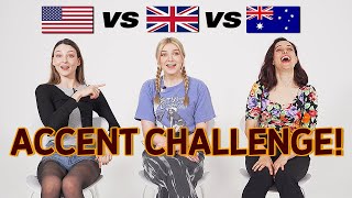 ONE language THREE accents  UK vs USA vs AUS English [upl. by Aetnuahs]