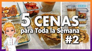 🌝 5 CENAS RÁPIDAS FÁCILES y ECONÓMICAS para Toda la Semana 2 🍽 🤩 Meal Prep  Batch Cooking Cenas [upl. by Nikki151]