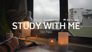 2HOUR STUDY WITH ME  Calm Piano ️🎹 Rain sound🌧️  Pomodoro 5010  Rainy Day  Spring 2024 🌸 [upl. by Nivrag526]