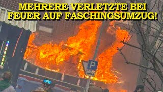 DRAMATISCHER ZWISCHENFALL AUF FASCHINGSUMZUG  FASCHINGSWAGEN IN FLAMMEN  MEHRERE VERLETZTE [upl. by Nahshunn724]