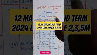 12 Maths 2nd Mid Term 2024 Imp Last Minute 235m shorts trend maths comedy [upl. by Forester]