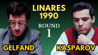 Boris Gelfand vs Garry Kasparov  Linares 1990  Round 1 [upl. by Auburn]