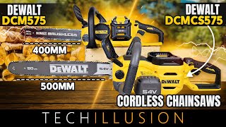 🔥THE MOST BRUTAL 5460V Cordless Chainsaws from DEWALT😱  DCM575 vs DCMCS575  Review amp Test [upl. by Airdnas]