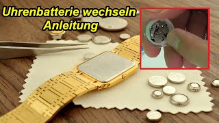 Uhrenbatterie selbst wechseln Anleitung Uhr  Armbanduhr Batterie wechseln Deckel öffnen amp schließen [upl. by Illom271]