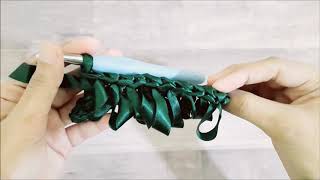 How to crochet loops with ribbon  Crochet with ribbon  Crochet With Samra [upl. by Izy]