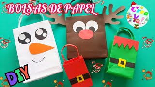 Diy bolsas de papel ❤ bolsas navideñas caseras 🎄 Manualidades de Navidad 🎄 [upl. by Hairej]