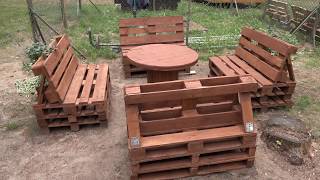 Meble z palet odchylone oparcie Furniture made of pallets Reclining back [upl. by Durgy161]