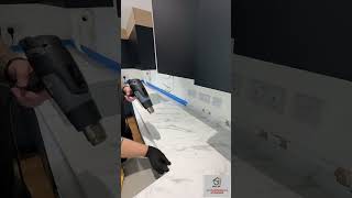 How to apply self adhesive kitchen wallpaper marble sheet marble sheet sticker shorts kitchen [upl. by Esinehc]