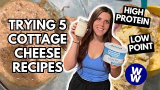 TRYING 5 NEW QUICK amp EASY COTTAGE CHEESE RECIPES  WeightWatchers Points  egg salad queso coffee [upl. by Chasse]