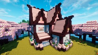 Minecraft  How to build a Cherry House Tutorial [upl. by Ciccia768]